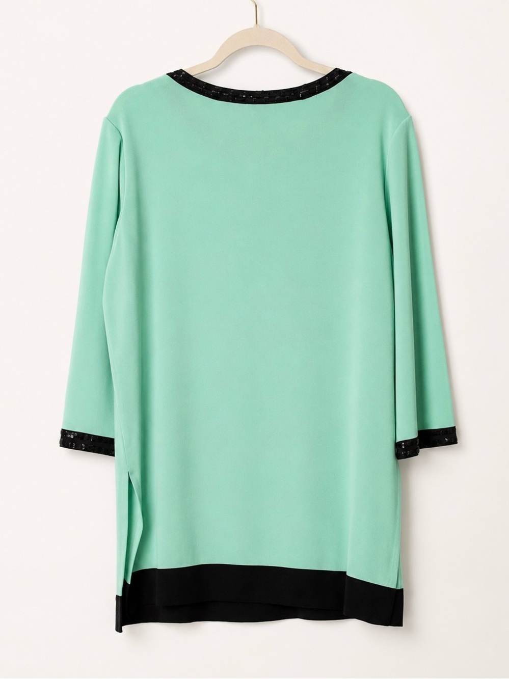 Ming Wang Mint Green Embellished Knit Tunic Top 3/4 Sleeve Large - Picture 5 of 8